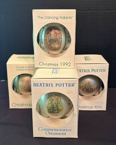 DR - Vintage Beatrix Potter Ornaments including Vintage Schmid Beatrix Pottery 1987 Apple Dapplys Nursey Rhymes Ornament