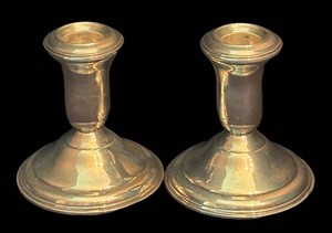 K - Two Vintage Weighted Sterling Silver Candle Holders