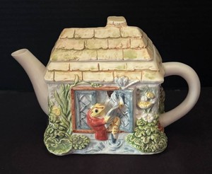 LR - Vintage  1994 Beatrix Potter Jeremy Fisher by the Window Schmid Music Box