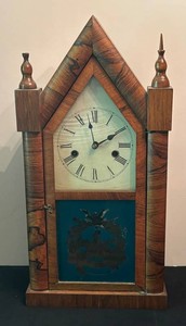 LR - Antique E.N. Welch Gothic Revival Sharp Gothic Steeple Mantel Clock