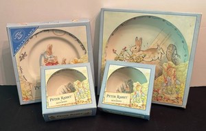 LR - Four Wedgwood Beatrix Potter Peter Rabbit Plates & Bowls