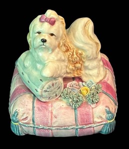 LR - Vintage Schmid Signed Poodle Music Box