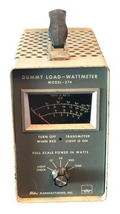 LR - Vintage  Waters Manufacturing Dummy Load Wattmeter Model 374