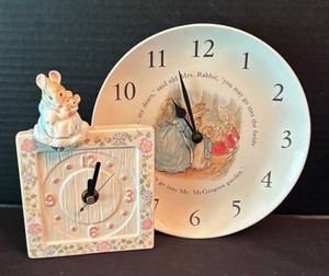 LR - Two Beatrix Potter Clocks by Schmid & Wedgwood