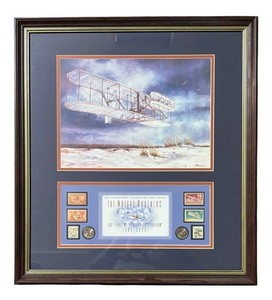 LR - Wright Brothers Aviation 100 Year Celebration Framed Print, Stamps & Coins
