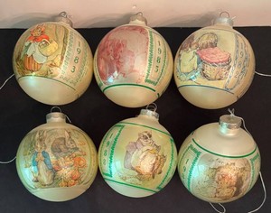 LR - Six Vintage Beatrix Potter Christmas Ornaments