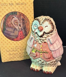 LR - Vintage Sigma Beatrix Potter Old Mr. Brown Owl Ceramic Bank