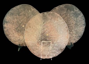 LR - Set of Three Mikasa Lacy Fern Crystal Serving Platters