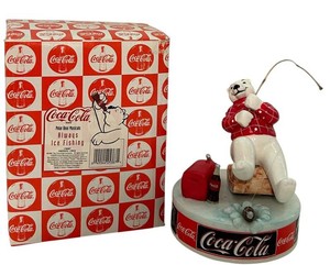BR1 - Collectible Coca-Cola Polar Bear Musical Figurine Always Ice Fishing