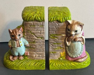 K - Vintage Beatrix Potter Tom Kitten & Cousin Ribby Bookends by Schmid