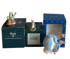 O - Beatrix Potter Border Fine Arts Figurines and Night Light  (Lot of 3)