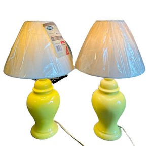 k - Table Lamps - Yellow Pair with New Shades