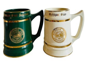 k - Michigan State University Ceramic Stein Mugs Set of 2