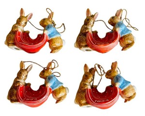 k - Vintage Rabbit Christmas Ornaments Schmid (Lot of 4)