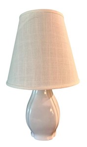 LR - Table Lamp - Ceramic White Lamp With Linen Shade