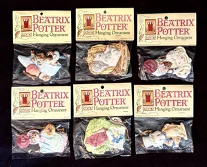 O - Vintage Beatrix Potter Schmid Hanging Ornaments (Lot of 6)