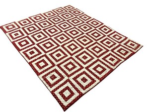 BR1 - Quilt - Red, White & Blue Floral Patchwork 79 X 67 in
