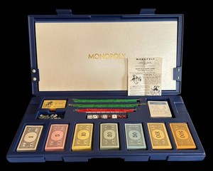 O - Vintage Board Game - Parker Brothers Monopoly Blue Carrying Case