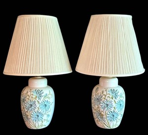 Table Lamps - Vintage Modern Lightcraft Ginger Jar Ceramic Floral Pair
