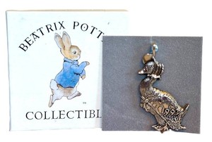 Vintage Hand & Hammer Sterling Silver Beatrix Potter Jemima Puddle-Duck 3D Ornament Pendant Charm with Box