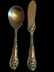 Vintage Art Nouveau Soup Spoon & Spreader - Purity Silver