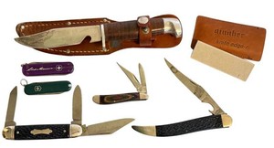 Vintage Pocket Knife Mixed Lot Colonial Camco Eddie Bauer & Sharpener