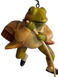 Vintage Frog Ornament 1980 Hand-Painted Hanging Figure
