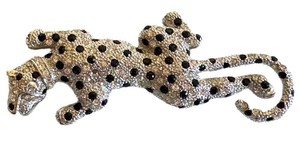 Vintage Leopard Rhinestone Brooch