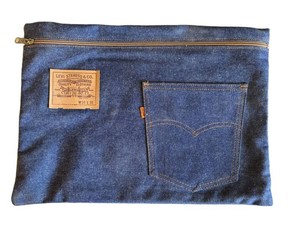 RARE Vintage Levi Orange Tab Pouch Zipper Bag Jean Denim Folio
