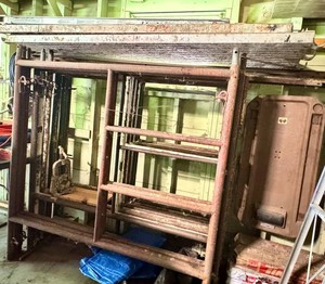Scaffold Frame Lot With Planks