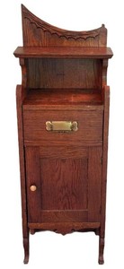 Antique Oak Accent Cabinet With Carved Crest