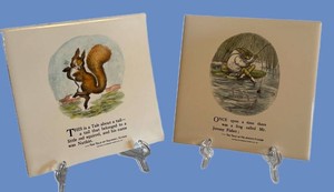 Decorative Beatrix Potter Tiles - Squirrel Nutkin & Mr Jeremy Fisher (Lot of 2)