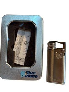 Butane Lighter Blue Rhino Elegant Matte Silver Code TGP