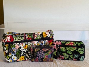 O - Vera Bradley Quilted Bag Set Poppy Fields (Lot of 3)