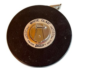 Vintage Tape Measure White Clad Lufkin Banner HW 226 100 Ft Steel