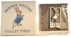 Beatrix Potter Sterling Silver Peter Rabbit Bookmark Collectible