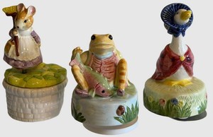 Vintage Beatrix Potter Musical Figurines Schmid Tale of Two Bad Mice (Lot of 3)