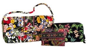 O - Vera Bradley Quilted Bag Set Poppy Fields (Lot of 3)
