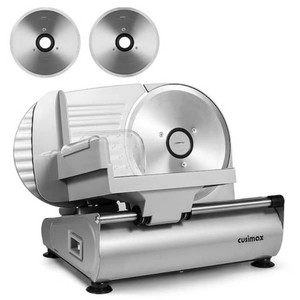 JEREMY CASS 200-Watt Silver Electric Deli Food Slicer with 2-7.5 ft. Removable Stainless-Steel Blades and Pusher