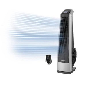 Lasko 35 in. 3 Speed High Velocity Tower Fan for Home in Silver, 509 CFM, 60° Oscillation, Timer and Remote, 11.9 in. Dia.