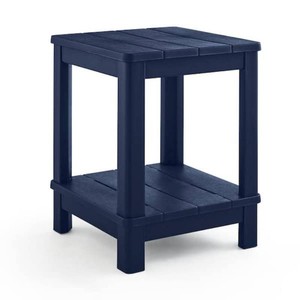 Keter Deluxe 20 in. Resin Midnight Square Patio Side Table With Storage