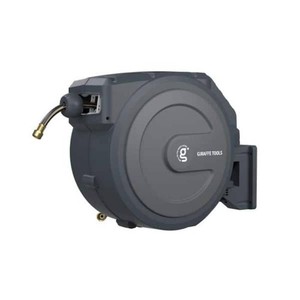 Giraffe Tools Garden Retractable Hose Reel-12 in. to 100 ft. Wall Mounted, Dark Grey - Hose Included