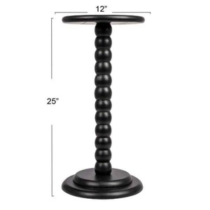 Storied Home Stacked 12 in. Black Round Edge Top Wood End Table