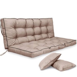 uaugssr 70 in.x 40 in. Porch Swing Cushions Waterproof & Fade Resistant Swing Cushions for Outdoor Furniture with Backrest Khaki