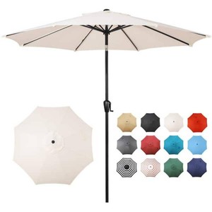 Sun-Ray 9 ft. Round 8-Rib Steel Market Patio Umbrella in Creamy Beige