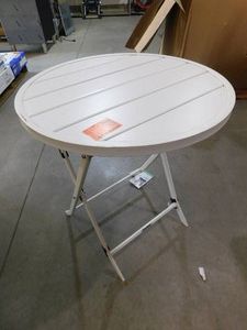 StyleWell White Round Metal Folding Outdoor Bistro Table