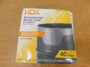 HDX 55 Gal. Clear Heavy-Duty Trash Bags Flap Tie Drum Liner (40-Count)