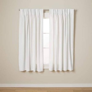 EXCLUSIVE HOME Velvet Winter White Solid Room Darkening 27 in. W x 63 in. Pinch Pleat Top Curtain Panel (2 Panels)