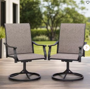 PHI VILLA Black Swivel Textilene Metal Patio Outdoor Dining Chair (2-Pack)