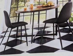 2pk Copley Dining Chairs Faux Leather Midnight Black - Threshold Upholstered, Metal Legs, Mid-Century Modern